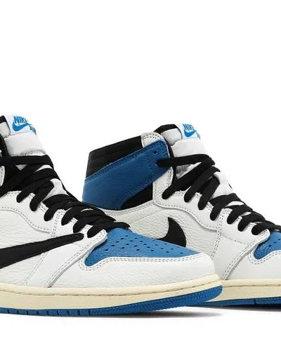 Fragment x Travis Scott x Air Jordan 1 High with reverse Swoosh and premium leather