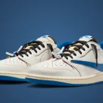 Travis Scott x Fragment x Air Jordan 1 Low with reverse Swoosh and premium leather