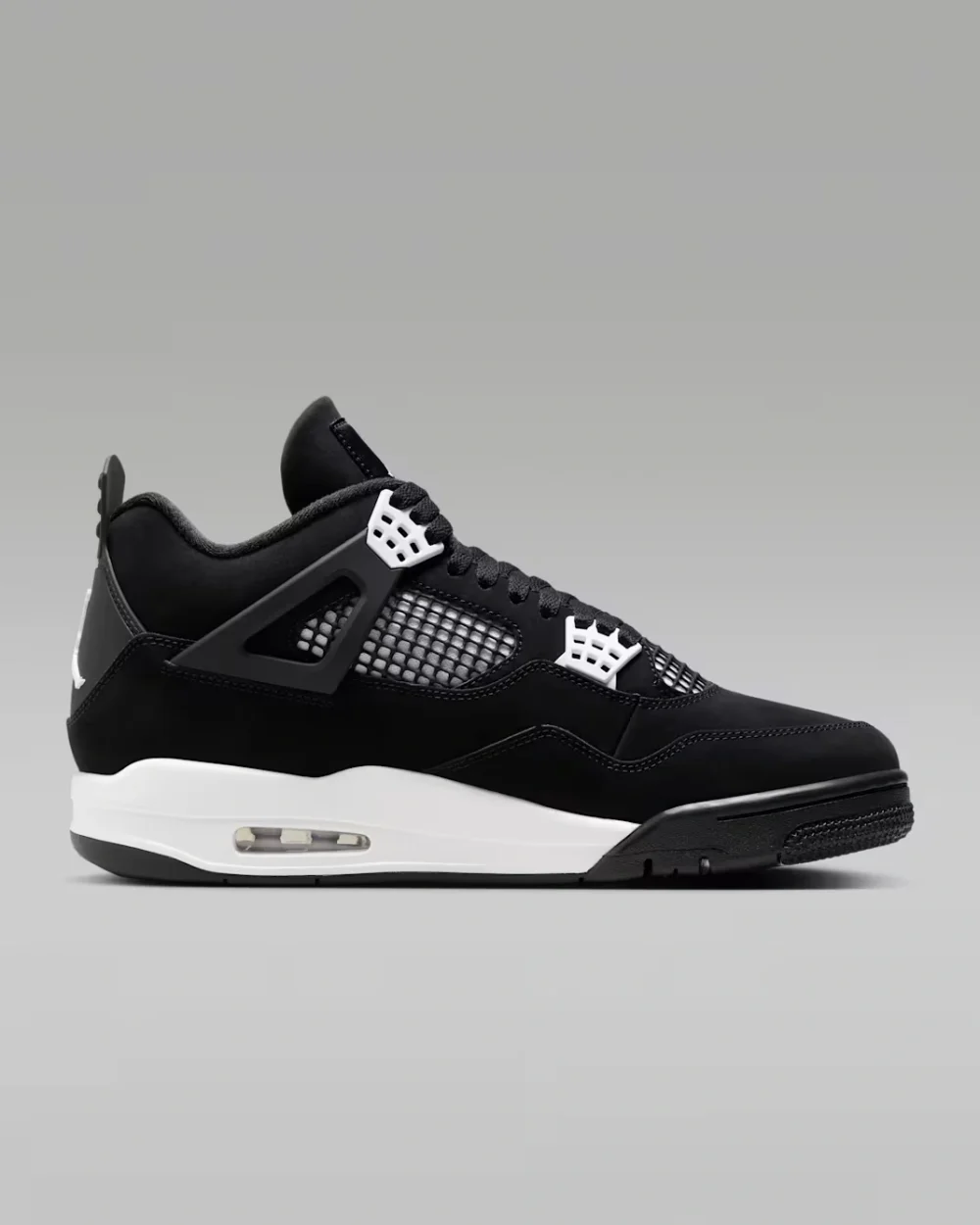 Air Jordan 4 Retro White Thunder Air Jordan 4 Retro White Thunder black nubuck sneaker with white accents