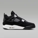 Air Jordan 4 Retro White Thunder black nubuck sneaker with white accents