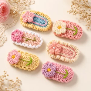 1 Mini Flower Crochet Hair Clips Set product image