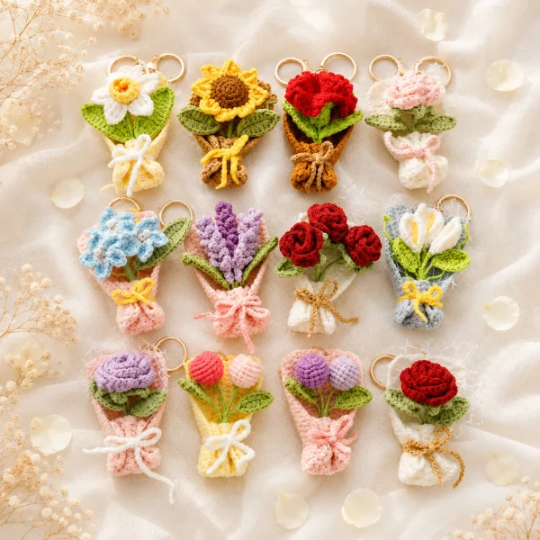 2 Mini Bloom Crochet Keychain gallery image 2