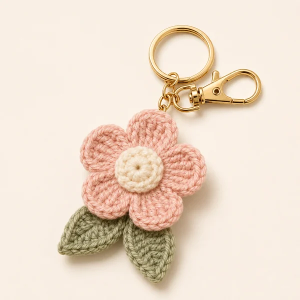 2 Flower Charm Crochet Keychain gallery image 2