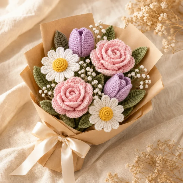 2 Pastel Crochet Flower Bouquet gallery image 2