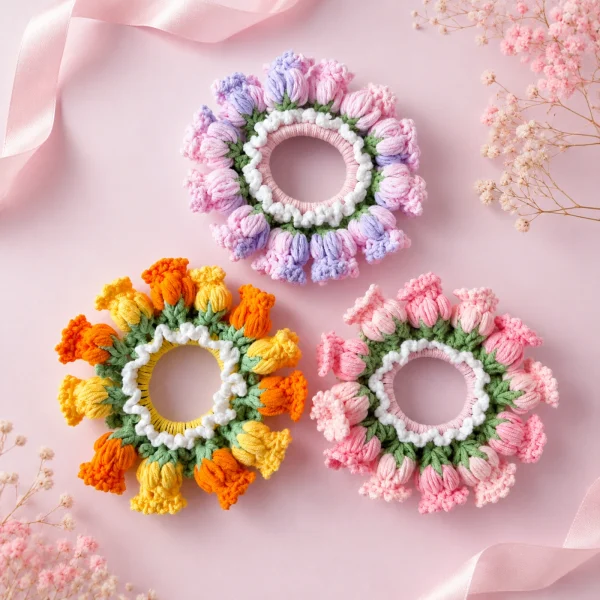 Pastel Crochet Scrunchie Set gallery image 3