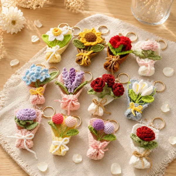 3 Mini Bloom Crochet Keychain gallery image 3