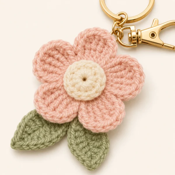 3 Flower Charm Crochet Keychain gallery image 3
