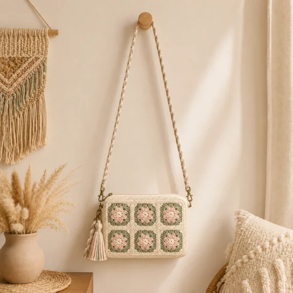 3 Plum Bloom Crochet Sling Bag gallery image 3