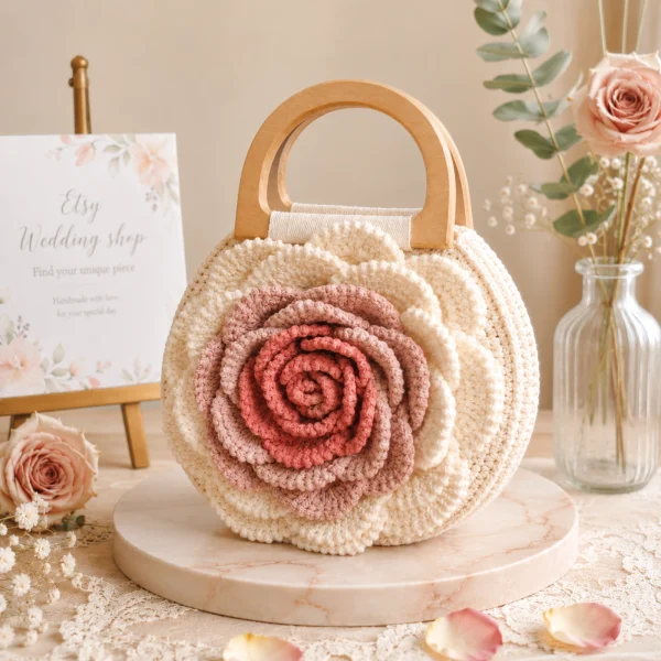 Pearl Bloom Crochet Clutch gallery image 3