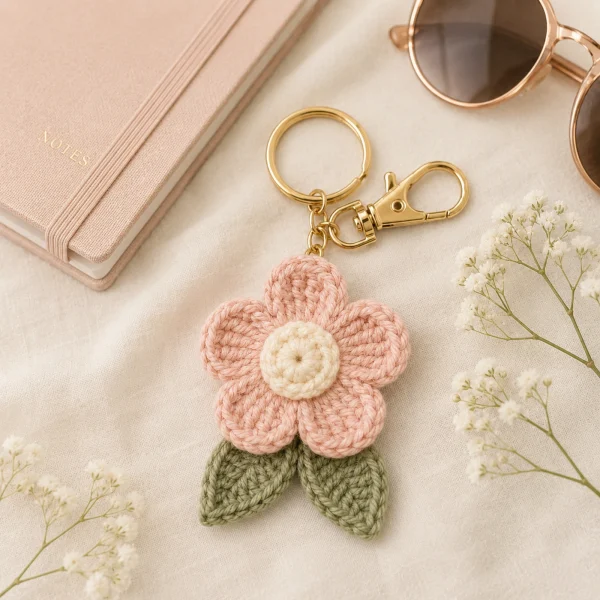4 Flower Charm Crochet Keychain gallery image 4