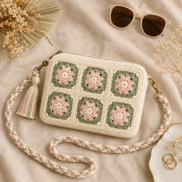 4 Plum Bloom Crochet Sling Bag gallery image 4