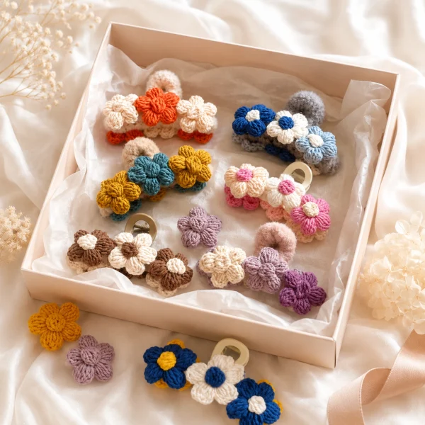 5 Blossom Crochet Hair Clips Set gallery image 5
