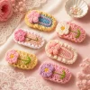 5 Mini Flower Crochet Hair Clips Set gallery image 5