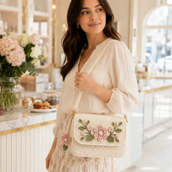 5 Sienna Flower Crochet Sling Bag gallery image 5