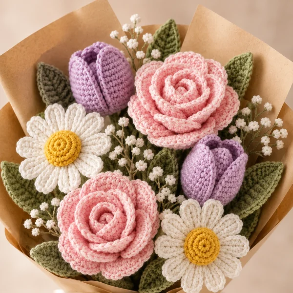 5 Pastel Crochet Flower Bouquet gallery image 5