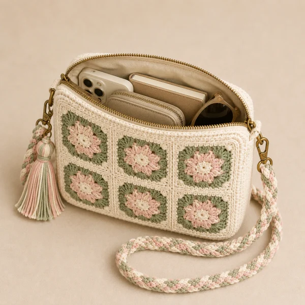 5 Plum Bloom Crochet Sling Bag gallery image 5