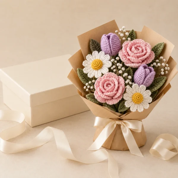 6 Pastel Crochet Flower Bouquet gallery image 6