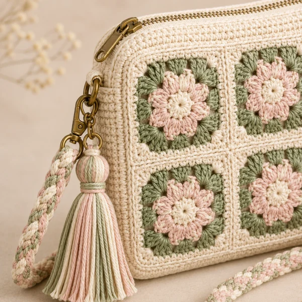 6 Plum Bloom Crochet Sling Bag gallery image 6