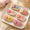 7 Mini Flower Crochet Hair Clips Set gallery image 7