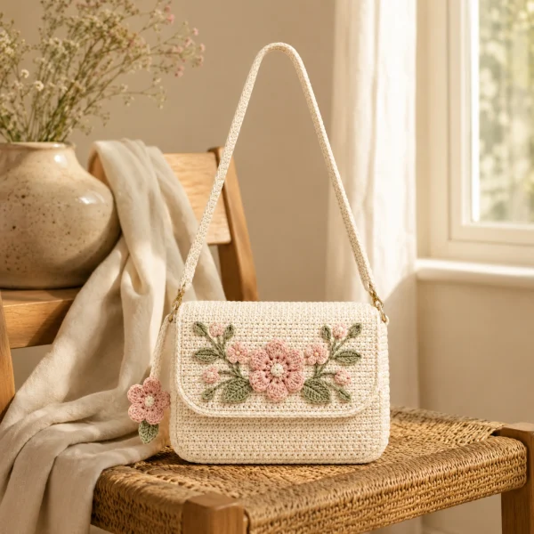 7 Sienna Flower Crochet Sling Bag gallery image 7