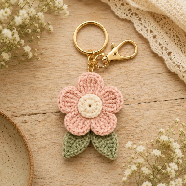 7 Flower Charm Crochet Keychain gallery image 7