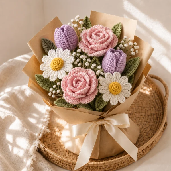 7 Pastel Crochet Flower Bouquet gallery image 7